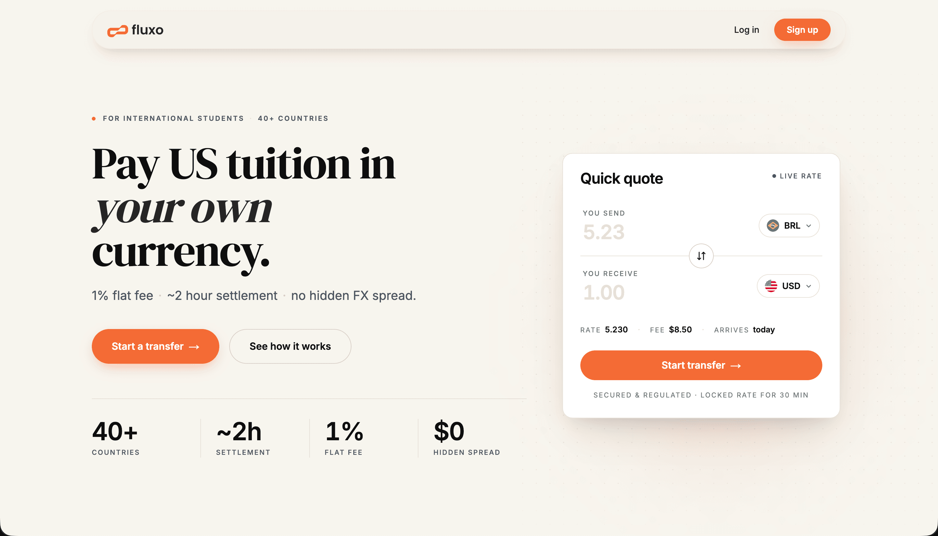 Fluxo — PIX and stablecoin rails for cross-border student finance